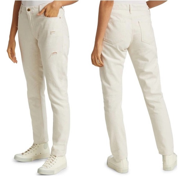 FRAME LE GARCON MID RISE STRAIGHT‎ FIT JEANS IN CREAM NWT WOMEN'S SIZE 25 - Picture 1 of 16